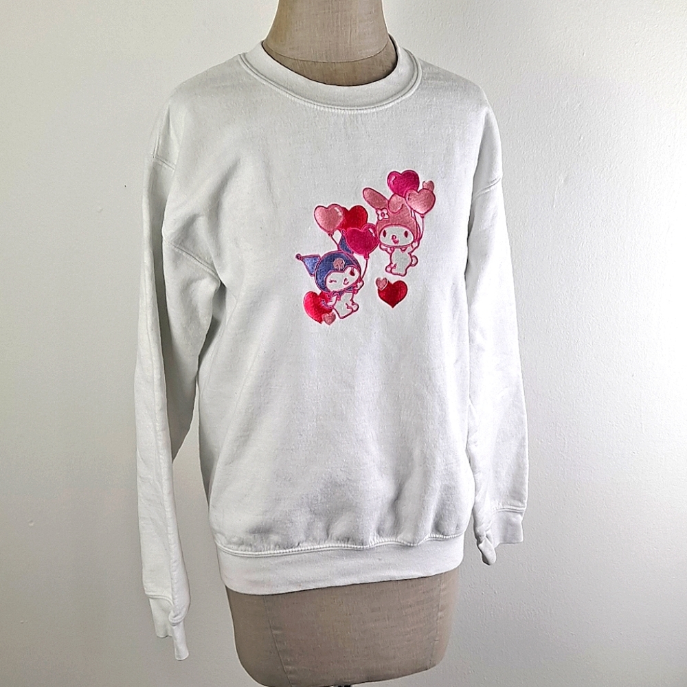 White My Melody and Kuromi White Crewneck Sweater by San Rio